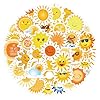 60 calcomanías de sol – vinilo impermeable lindo sol calcomanías para botella de agua, diario, portátil, equipaje, álbum de recortes, recuerdos de fiesta, regalos de sol, decoración de fiesta de