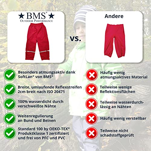Foto von BMS Regenbundhose - atmungsaktiv - 100% wasserdicht - rot - 128