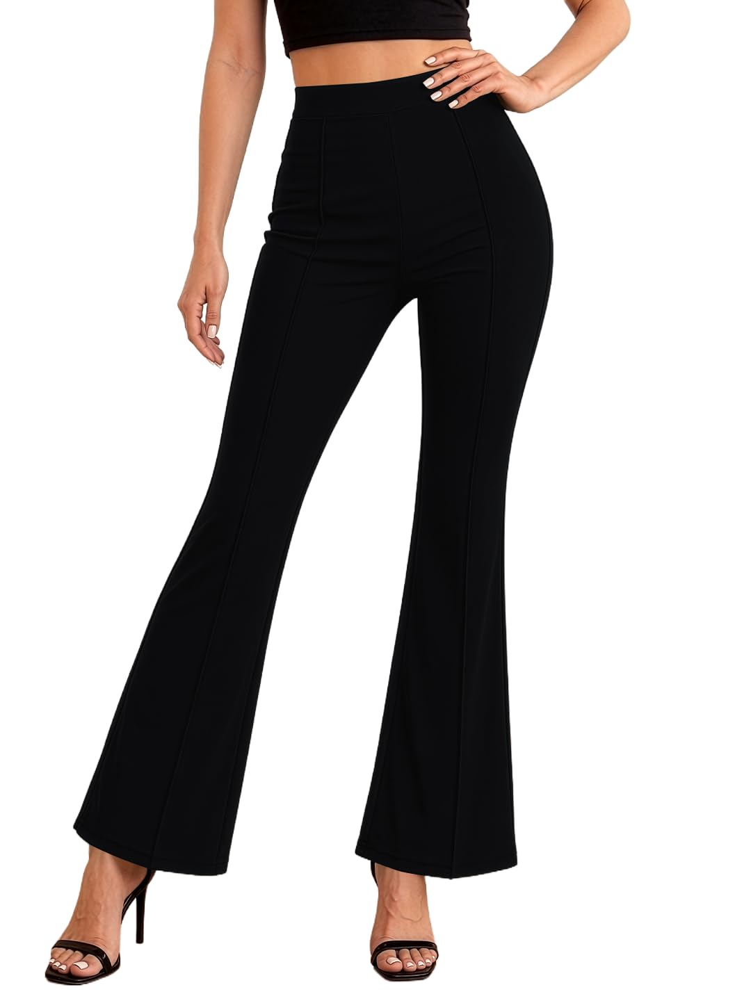 Women’s High Waist Flared Pants Stretchable Bell Bottom Trousers Slim Fit Formal & Casual Bootcut Pants for Office-image-37