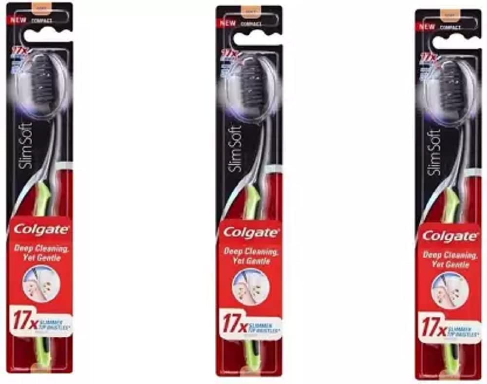Colgate Adult 360 Slimsoft Deep Cleaning, Yet Gentle + Charcoal Bristles Ultra Soft Manual Toothbrush (3 Toothbrushes)-image-46