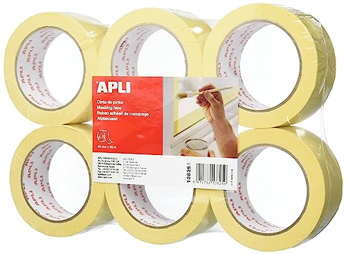 APLI 13825 - Cinta de pintor, 48 mm x 45 m, pack de 6 rollos