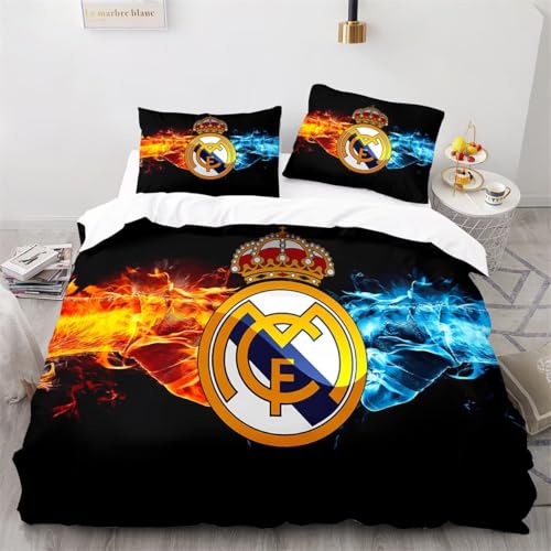SHAARI Photos de Football Housse de Couette, Parure de lit 140x200cm 3D en Microfibre avec Housse...
