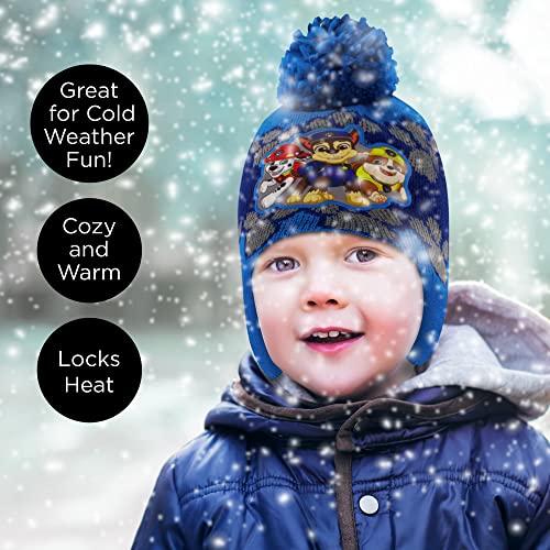 Nickelodeon Boys Winter Hat Set, Paw Patrol's Marshall, Chase and Rubble Toddler Beanie and Mittens for Kids Age 2-42