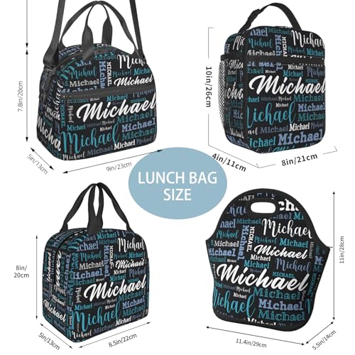 Custom Backpack with Name, Personalized Nmae School Backpack for Boys Girls, Customized 17Inch Student Bookbag with Lunch Bag Pencil Case for Travel, Work and School4