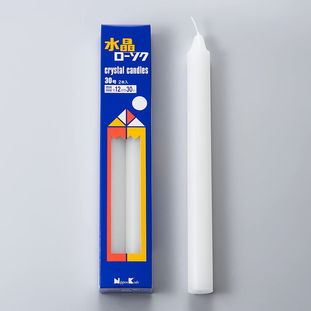 Amazon｜水晶ローソク 30号 2本入り(長さ28cm×径2.5cm)◇燃焼時間約12