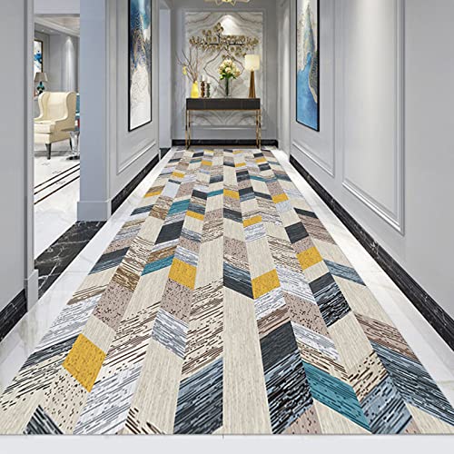 ATTREX Geometría Alfombra Corredor para la Entrada del Corredor Sala de Estar Hotel Muy Largo Hall Hall Corredor Alfombras estrechas Ancho 60 cm 70 cm 80 cm Longitud Personalizable(70×100cm)