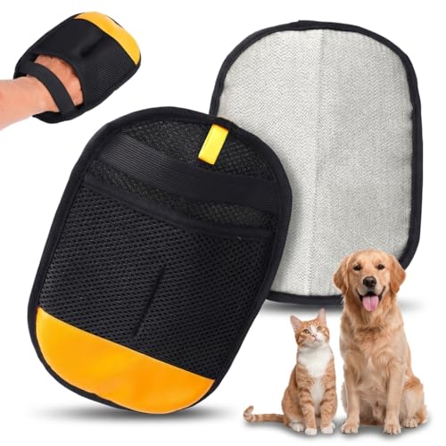 Image of Qpets Pet Hair Removal Glove for Dogs and Cats Reusable Electrostatic Lint Remover Mitt for Sofa Bed Carpet Clothing and Car Seats Comfortable Five Finger Design
