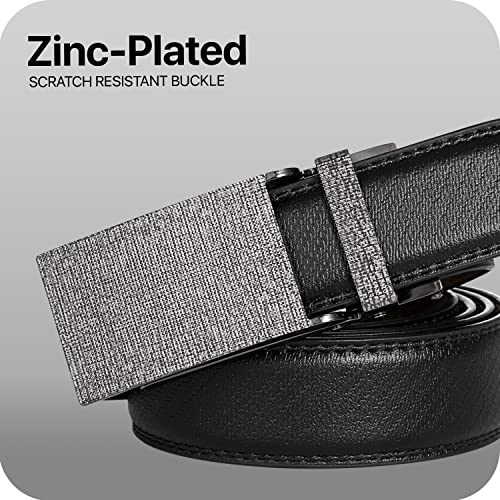 Image of Marino Avenue Ratchet Belt for Men. Adjustable Leather Dress Belt with 38 Easy to Click Into Place Ratchet Closures.