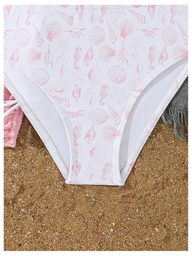 Image of COZYEASE Girls' 3 Piece Set Floral Print Bikini Swimsuit with Drawstring Beach Skirt Cute Ruched Bathing Suit