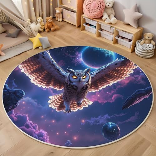 Tapis pour enfant rond 80cm - Tapis doux et douillet - Pour salon - Tapi pour filles - Chambre à coucher - Chambre d'enfant - Tapi fin - Facile à entretenir...