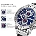 MEGIR Men's Analog Business Quartz Chronograph Luminous Watch with Stylish Black Leather Strap Blue Face for Sports (2081 Blue)