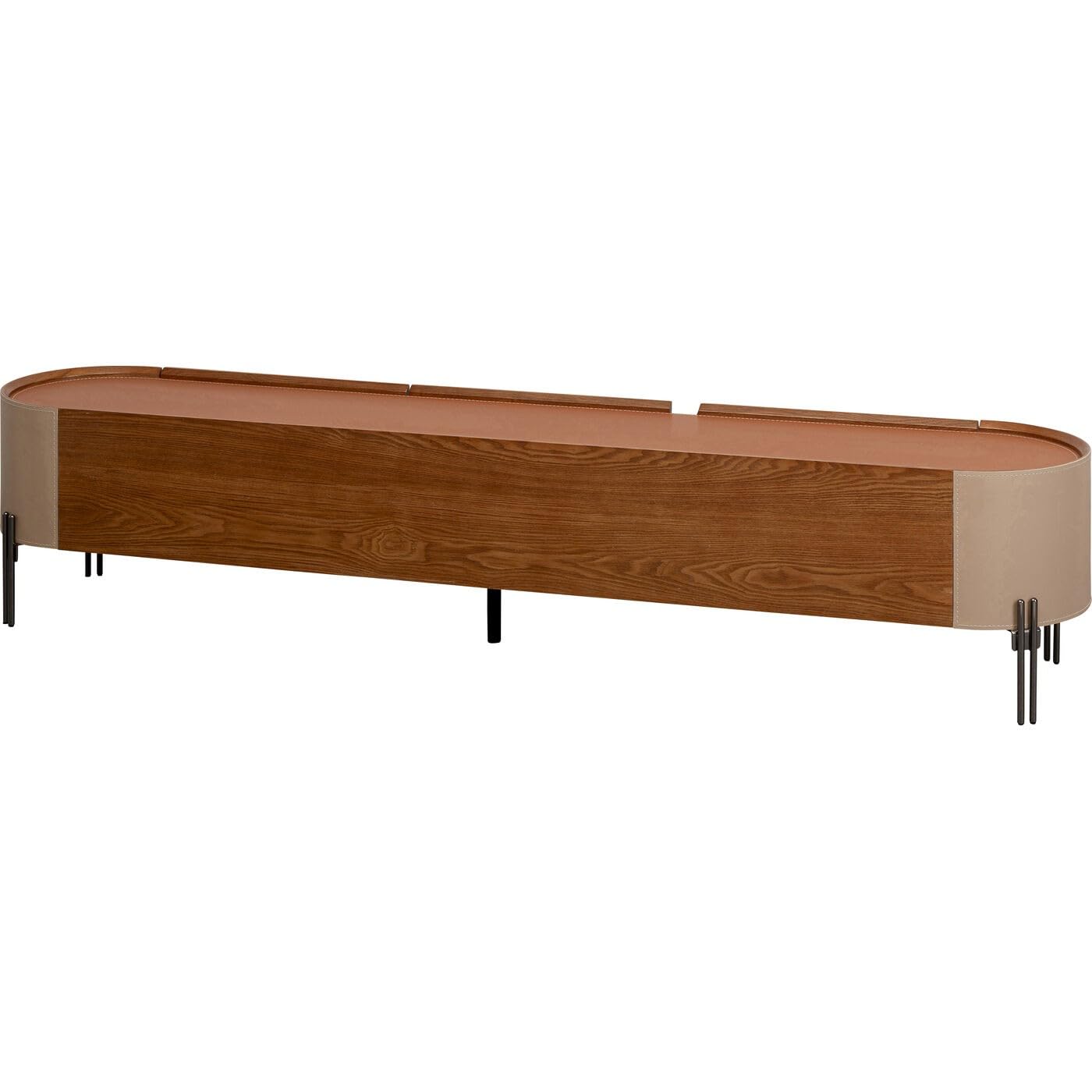Kare Design Lowboard Tango, beige/orange, Lederoptik, mit DREI Schubladen, 200x41 cm, Stauraum, textilbeschichtet, robuste Aufbewahrungsmöglichkeit, Wohnzimmer
