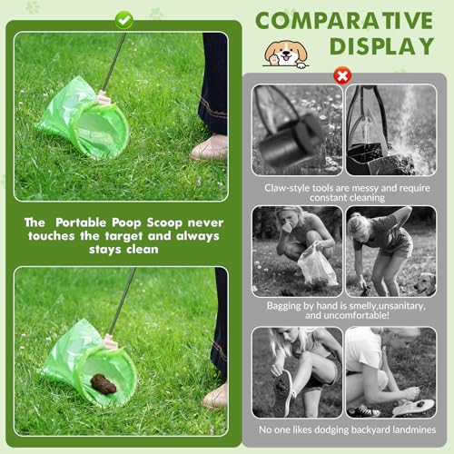 Image of Dog Pooper Scooper, 43 inch Extendable Pooper Scooper Long Handle with 120 Bags | Portable Poop Scoop for Small Medium Large Dogs, No Touch, Stainless Steel, Lightweight, Foldable, Suit Yard, Park,Wild,City