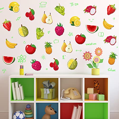 48 Pcs Tutti Frutti Party Colorful Fruit Cutouts Lemon Strawberry Pineapple Apple Watermelon Grape Cutout for Classroom Bulletin Board Wall Tropical Fruit Hawaiian Luau Beach Summer Decor