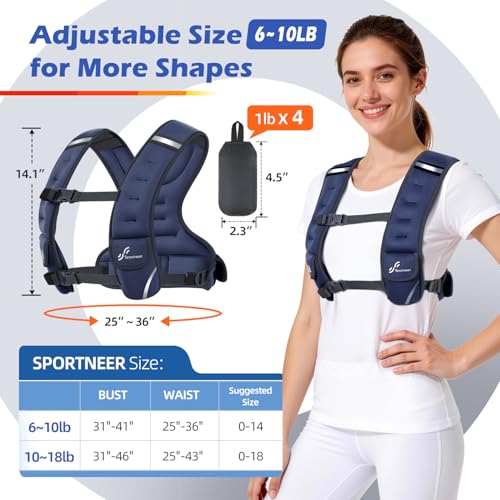 Image of Sportneer Adjustable Weighted Vest Woman: 6-10lb /10-18lb Weighted Vests