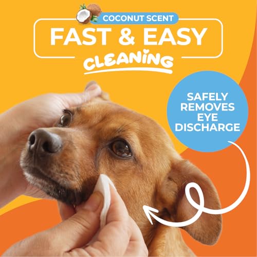 Dog Eye Wipes - Hypoallergenic Eye & Face Wipes for Dogs, Cats, & Puppy - Pet Tear Stain Remover & Cleaner - Gently Cleans & Removes Discharge, Crust, & Gunk (Coconut) - Image 3