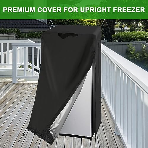 Image of 23W Large Refrigerator Cover for Most 7.5 Cu Ft Outdoor Upright Fridge | 23x23x56,Waterproof Dustproof Heavy Duty Oxford Fabric,for Most 7.5 Cubic Feet Small Beverage Cooler for Outside