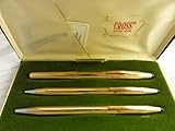Cross Made in The USA Century Classic Trio of 14K Rolled/Filled Rollerball Pen, Ball-Point Pen and 0.9MM Pencil Combo Set in Original Leather Box. Very Rare Made in Lincoln Rhode Island, USA