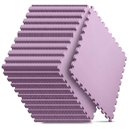 Image of 36 Pack Home Gym Mat, Puzzle Exercise Mat, EVA Interlocking Foam Floor Tiles for Home Workout Equipment and Kids' Play Areas - Blue, 24 in x 24 in x in - (Pink, 36 Pack (144 sq ft))