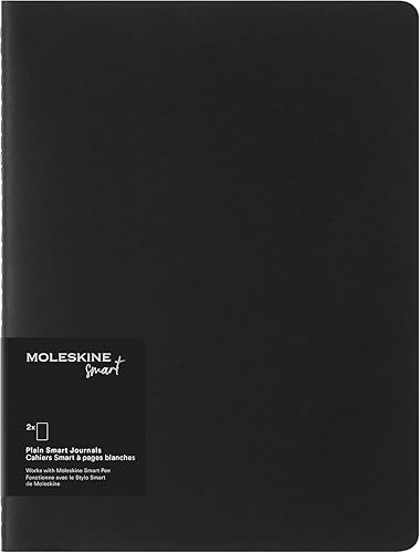 Moleskine Cahier - Cuaderno inteligente de cubierta suave, lisoen blanco, XL (7.5 x 9.5 pulgadas), negro, compatible con bolígrafo inteligente, 88