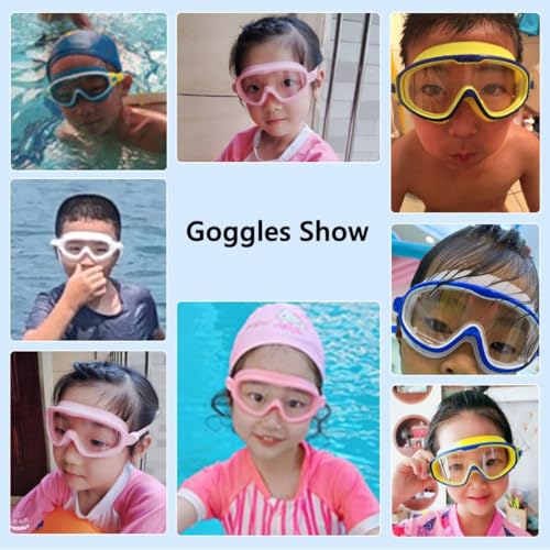 Image of Polyvinyl Chloride Swimming Goggles proffesional for kids anti fog with ear plug and nose clip.box packed fits 4-16 years boys and Girl (Blue Yellow)