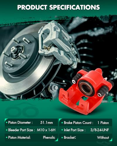 Image of SCITOO Rear Left Brake Caliper Without Bracket 184859 Red Compatible For Ford For F-150 2004-2011 For Ford For Lobo 2005-2009 For Lincoln Mark LT 2006-2008 2010-2011