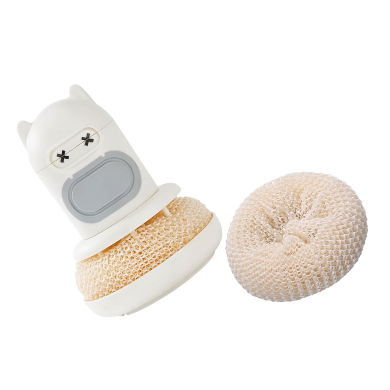 Ciieeo Ergonomic Pot Scrubber Mesh Dish Scrubber Handle White Dish Cleaning Tool Kitchen Helper