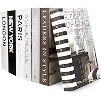 Duscdesp 7 Stück Deko Bücher Set, Mode Dekoratives Buch für Heimdekor, Faltbare Gefälschte Bücher Schwarz und Weiß Regal Dekor Aesthetic, Display Bücher für Couchtisch Büro Coffee Table, Keine Seiten