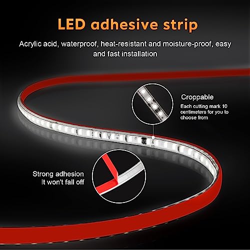 Image of 6.56ft Waterproof LED Light Strips 110 Volt Cuttable Tape Lights | 120 LEDs /M Cold White 6000K Flexible LED Rope Lights IP67 Adhesive Strip Lights for Kitchen Cabinets Closet DIY Lighting