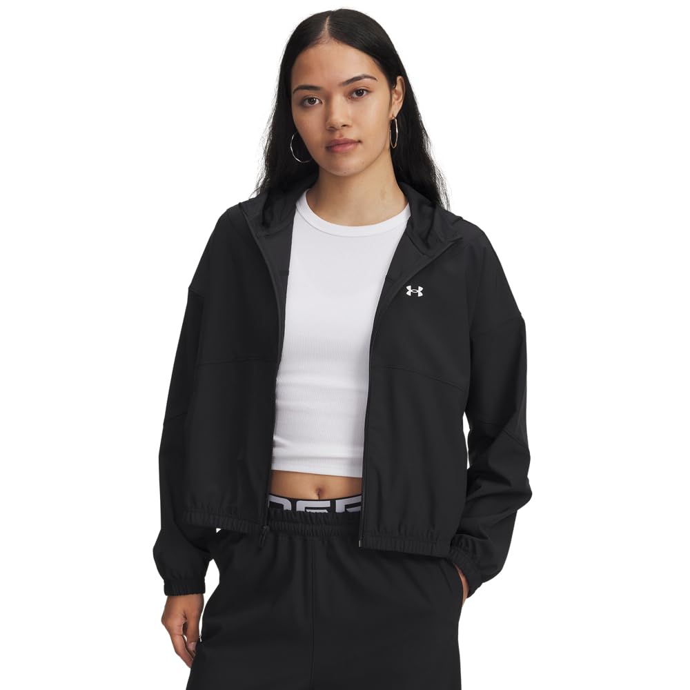Under Armour Women's Black Rival Woven Tracksuit Top in Size 10, Sports Direct