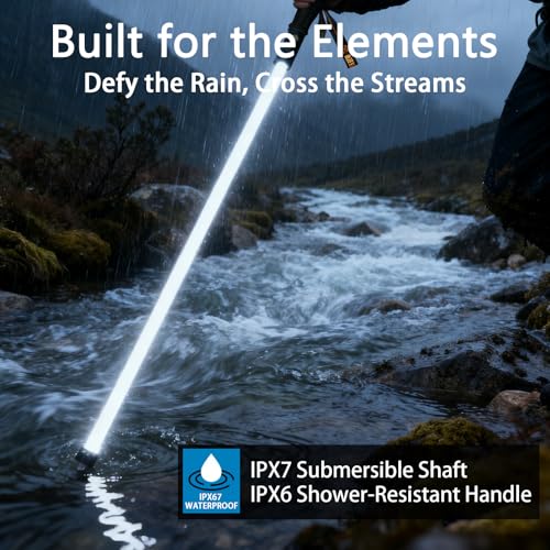 Luminous Trekking Poles with Lightsaber Design & Glowing Walking Cane - LED Light for Hiking, Seniors & Outdoor, Ultra-Lightweight Waterproof Hiking Stick for Night Walking, Camping, Men & Women