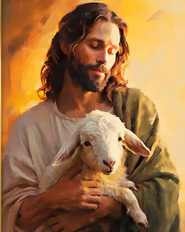 TULIP N TURTLE "The Good Shepherd Diy Acrylic Paint By Number Kit For Adults Beginner Canvas Painting By Number Acrylic Painting. Wall Decoration Diy Painting Kit For Adults,Multicolor-image-1
