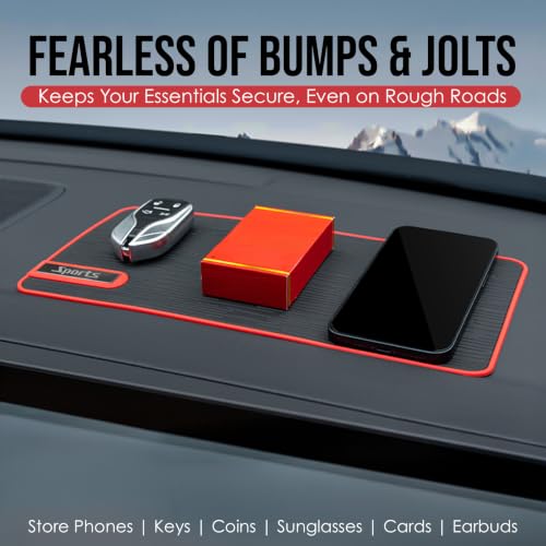 Image of RIGGEAR Car Dashboard Anti-Slip Mat, Universal Sticky Rubber Grip Pad for Mobile Phone, Sunglasses, Keys, Coins- Washable Reusable Anti-Skid Dashboard Mat - DashGrip Plus Square