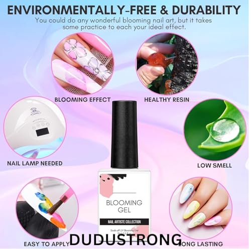 Image of BOLT BEE Blooming Gel Polish 15ml | Clear UV /LED Blossom Nail Gel for Marble, Watercolor & Floral Effects | Soak-Off Nail Art Gel for DIY Designs | Ideal Gift for Women