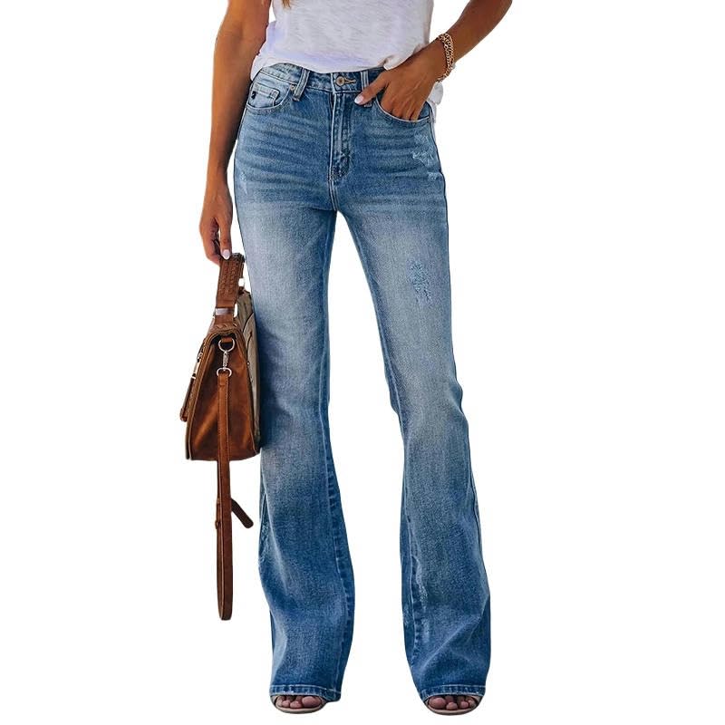Women's Jeans Women's Flared Jeans Fashion Vintage Stretch Casual High Waist Full Length Slim Streetwear