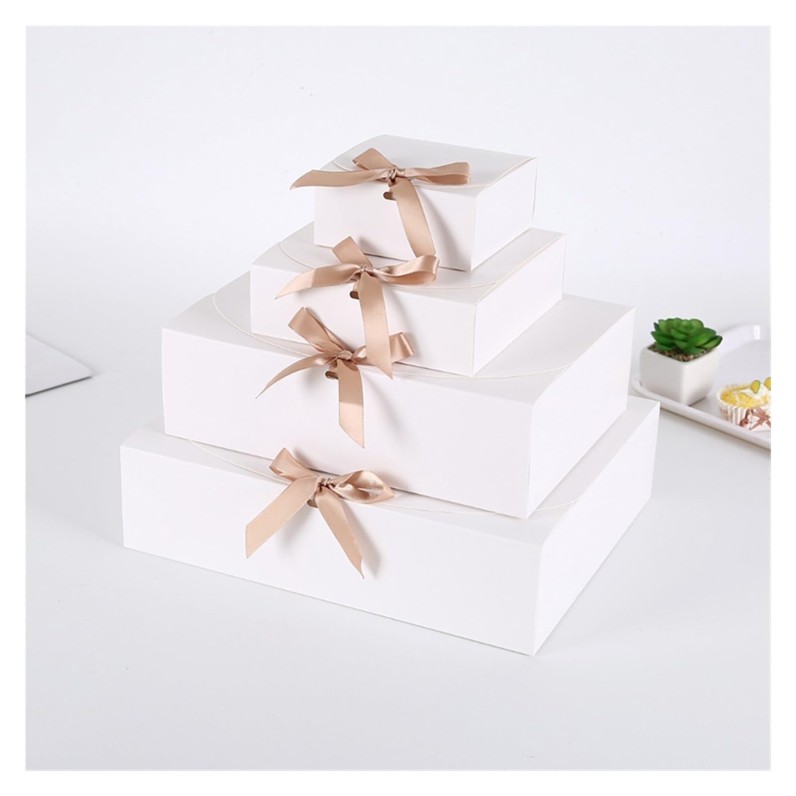 Boîtes cadeaux Kraft Boîte-cadeau en papier Kraft blanc 10 pièces, boîte de rangement de bonbons, chocolat et biscuits faits à la main, fournitures de fête, rangement de vêtements for anniversaire ( S