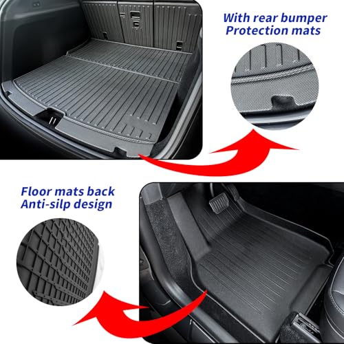Image of Floor Mat for 2025-2026 New Model Y Juniper 7PCS Full Set Floor Mats with Front Rear Cargo Liner & Second Row Seat Back Mats & Anti-Scratch Rear Bumper Guard Mats Interior Accessories