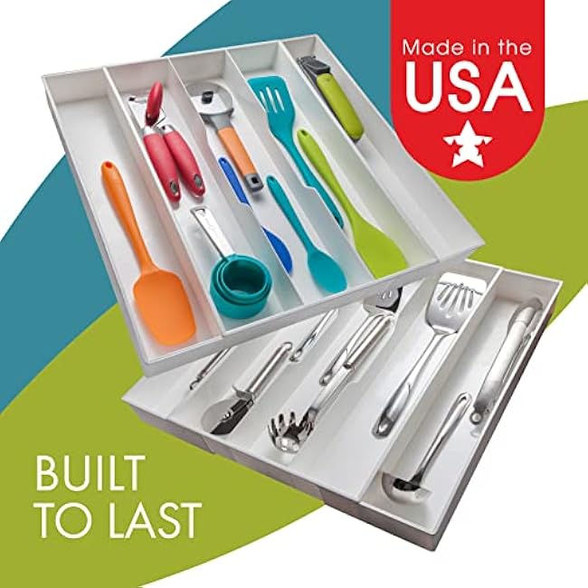 Dial Industries Expandable Silverware, Utensil and Cutlery Kitchen Drawer Organizer Tray, Large Utensils