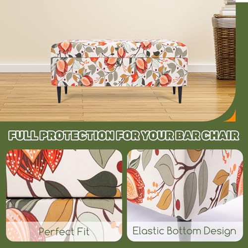 Image of FUANGUI Ottoman Cover Stretch Storage Ottoman Bench Slipcover Printed Folding Storage Bench Ottoman Cover Footrest Stool Slipcover Footstool Protector Cover with Elastic Bottom,Medium,85