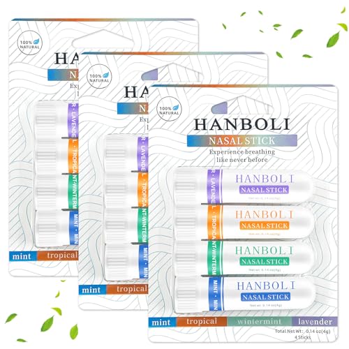 Pack de 12 Stick Nasal, Stick Nasal, Pluma Inhaladora para Aceites Esenciales, Inhalador Nasal Portátil para Viajar y Aumentar la Concentración y Limpiar las Fosas Nasales