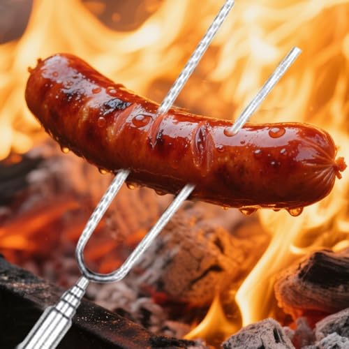 APKOL 8 Stück Grillspieße Teleskop Marshmallow, Roasting Sticks,Grillstab, Lagerfeuer Grillgabel, Lagerfeuerspieße Edelstahl Ausziehbar 32-83cm, mit Griffen,Grillbesteck Set für Camping Grill