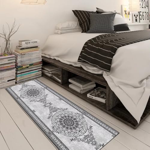 Alfombra de pasillo gris antideslizante lavable vintage 50x60 5