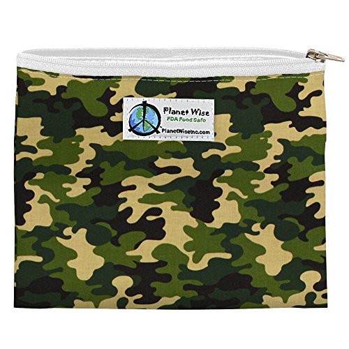 Planet Wise Reusable Zipper Sandwich and Snack Bags, Sandwich, Camo Poly