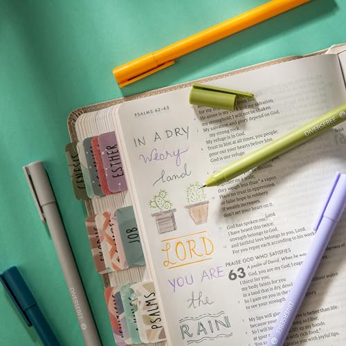 Image of DIVERSEBEE Assorted Gel Ink Pens, 0.5 mm Gel Pens Fine Point, Cute Fine Tip Bible Pens No Bleed Through, Bible Study Journaling Supplies, 5 Pack Set (Cactus)