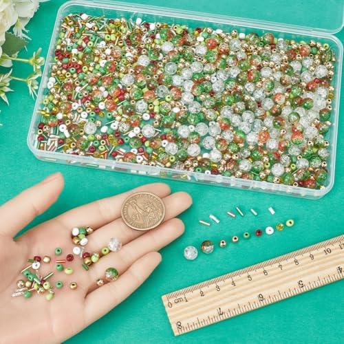 SUNNYCLUE 1 Box 1360Pcs Christmas Beading Kits Christmas Bead Xmas Beads Glass Bugle Bead Seed Bead Bulk Spacer Loose Beads for jewellery Making Kit Necklace Earrings Bracelets DIY Gift Craft Supplies - Image 3