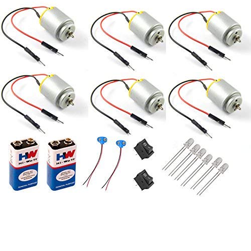 PGSA2Z™ 6 Pieces High Speed Dc Motor 6v-9v with Wire, 2 Battery (9Volt) with Snap (Connector), 2 Mini Rocker Switch, 6 LEDs (B07L5LVG2D) Amazon Price History, Amazon Price Tracker