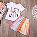Girls'It's My Birthday Print Shirt Tutu Skirt Dress Outfit Set (White+Pink a, 4-5 Years)