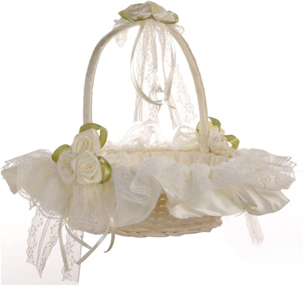 Flower Girl Baskets Weddings Large Wedding Girls Simple Cute Royal With Lace Satin White(E)