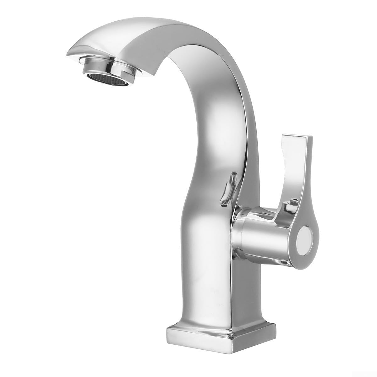 SOHNVWTGD Faucet,Modern Single Handle Copper Tap Single Cold Basin Faucet with High Neck Design for Chrome Bathroom Basin