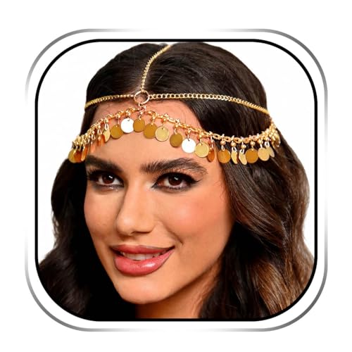 Sixexey Boho Sequin Head Chain Egyptian Head Jewelry Festival Costume Hair Accessories for Women